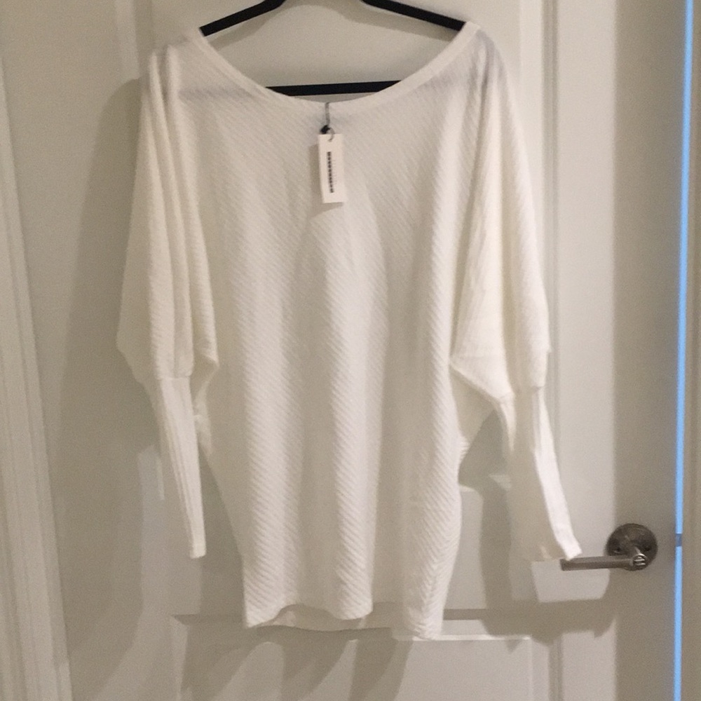 White off the shoulder sweater